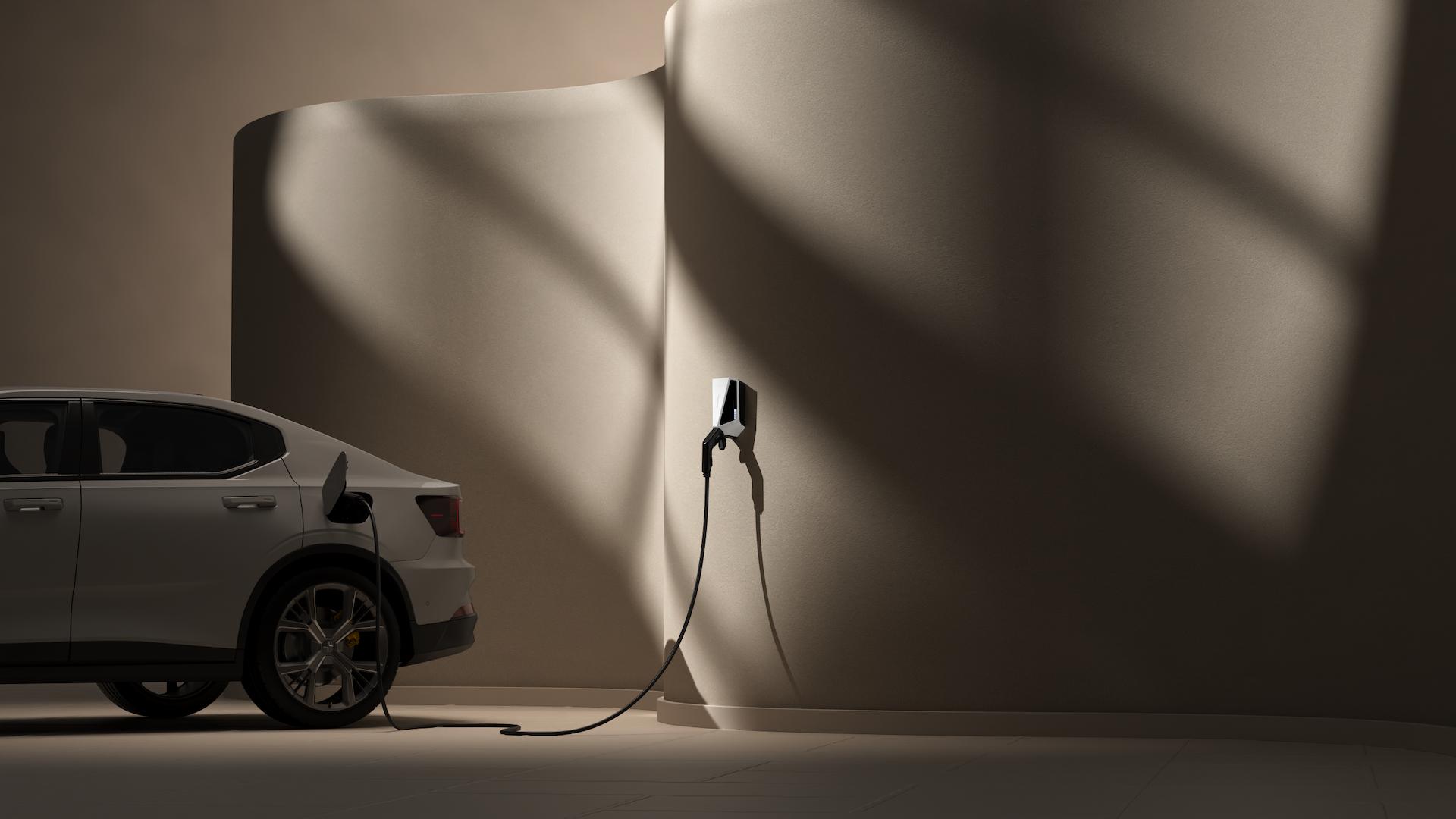 An Easee Charge Max EV charger mounted on a wall at a UK holiday let