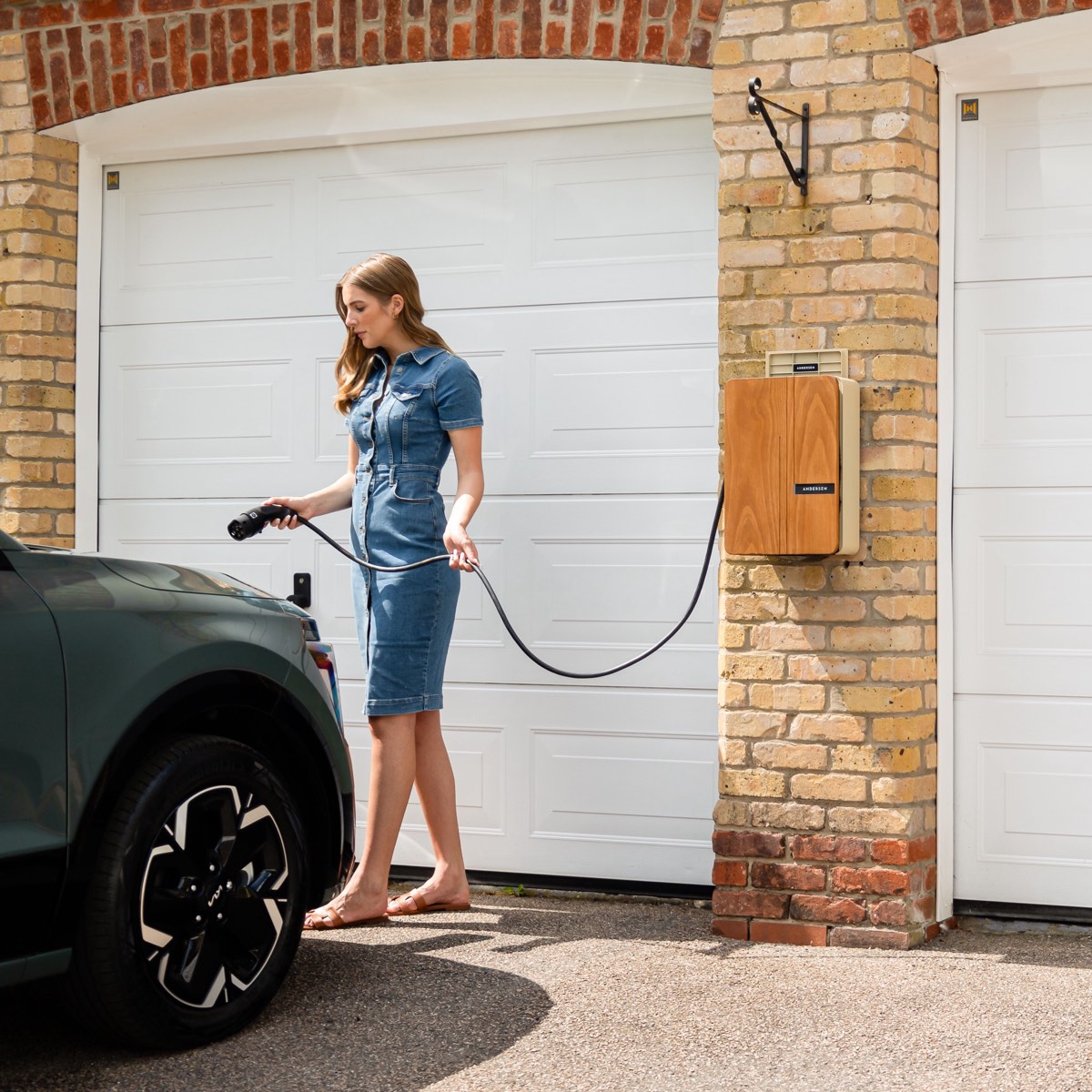 An EV charger on a UK holiday let with a "grants" graphic, illustrating why holiday lets do not qualify